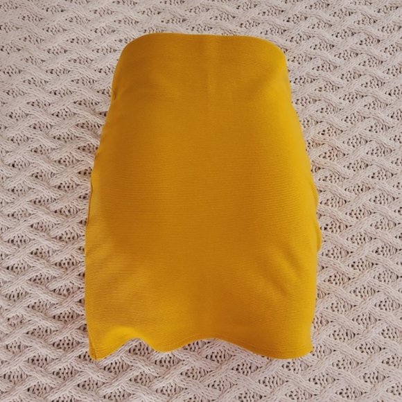 Mustard Knit Ribbed Hi-low Mini Skirt- S- NWOT - Picture 12 of 12